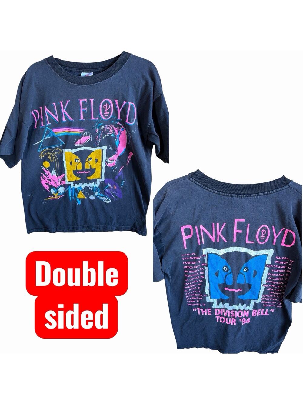 Vtg 1994 Pink Floyd Division Bell Tour Shirt XLT America Single Stitch